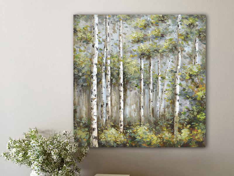 Luxe Birch Wall Art Forest Oil Painting