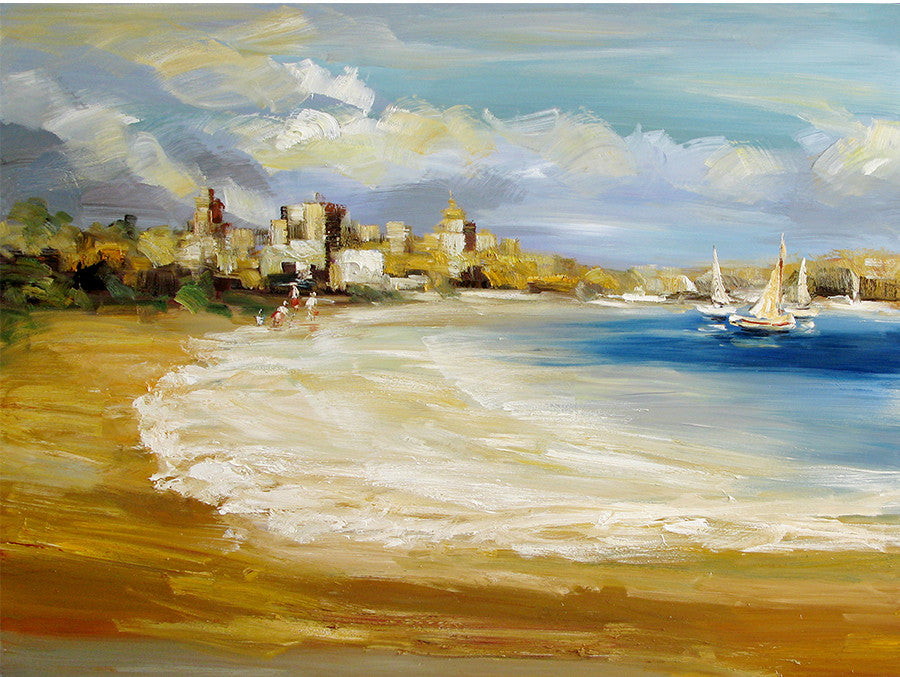 Seaside Wall Art Abstract downtown Oil Painting