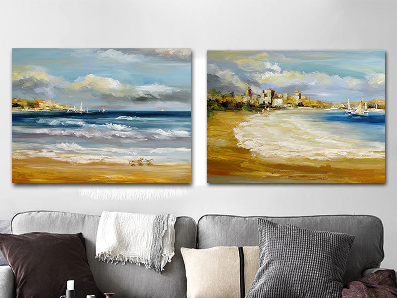 Seaside Wall Art Abstract downtown Oil Painting