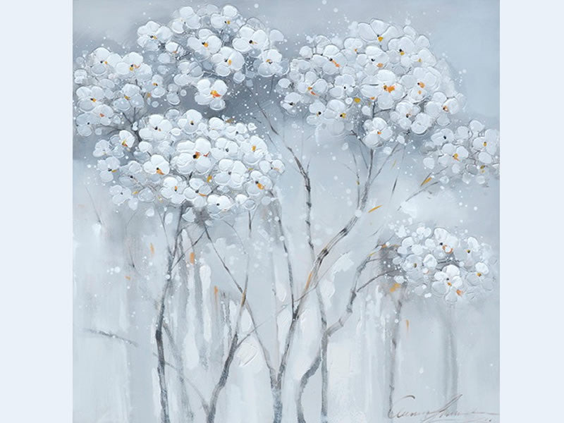Trees in Bloom Wall Art Neutral Tone Oil Painting