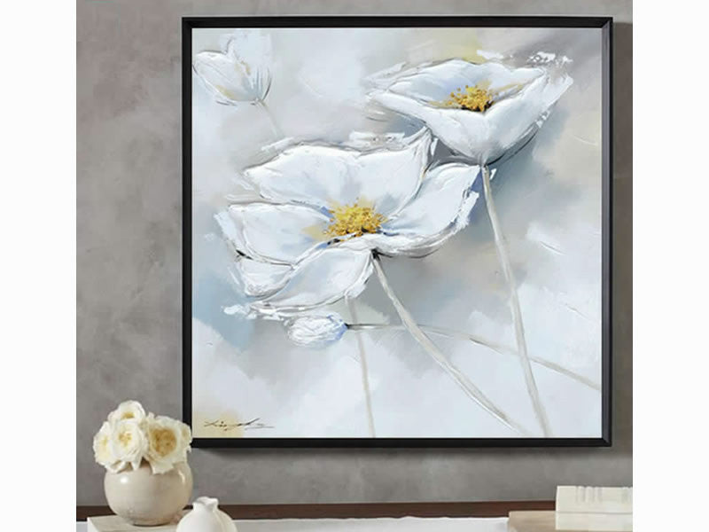 White Flower Handmade Oil Painting On Canvas