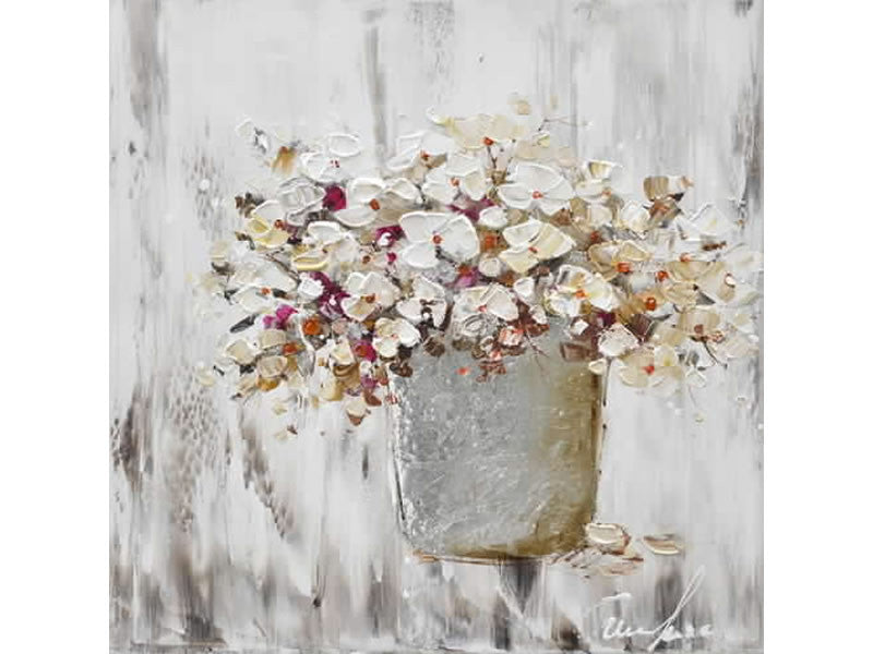 Wild White Flower Bouquet Wall Art Handmade Oil Painting