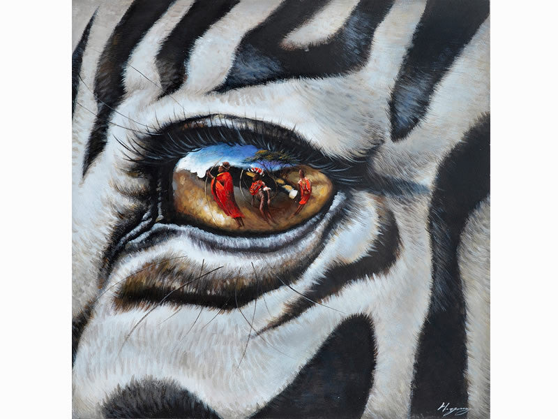 Zebra Eye Wall Art Wildlife Oil Painting