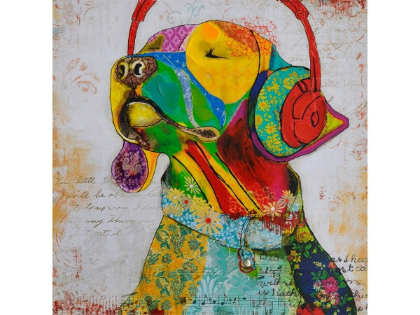 Colourful Dog with Headphones