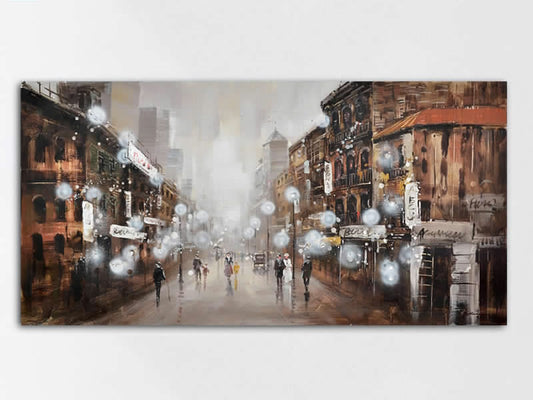 Hustle and Bustle European Street Canvas Print